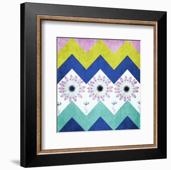 Chevron with Flowers-Irena Orlov-Framed Art Print