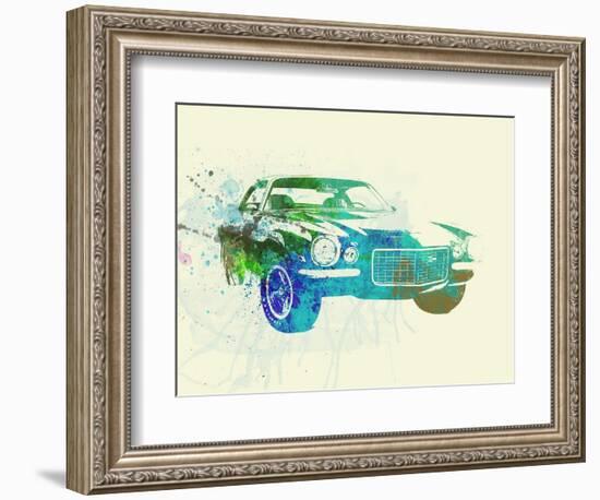 Chevy Camaro Watercolor-NaxArt-Framed Premium Giclee Print