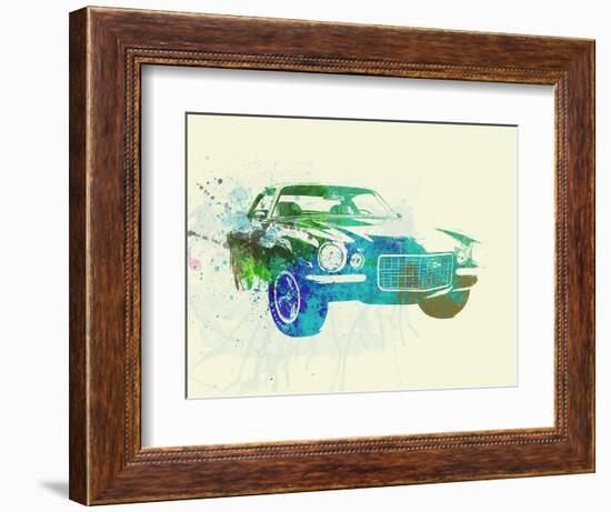 Chevy Camaro Watercolor-NaxArt-Framed Premium Giclee Print