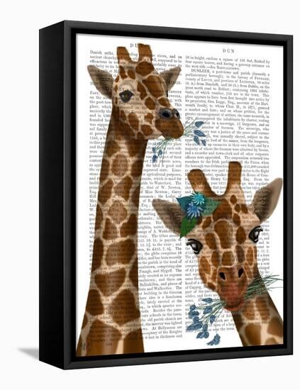 Chewing Giraffe Duo-Fab Funky-Framed Stretched Canvas