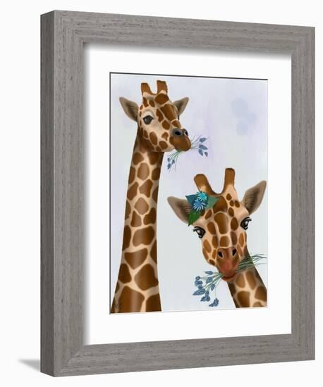 Chewing Giraffe Duo-Fab Funky-Framed Art Print