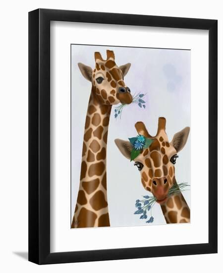 Chewing Giraffe Duo-Fab Funky-Framed Art Print