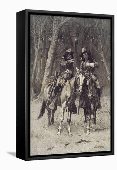 Cheyenne Scouts Patrolling the Big Timber of the North Canadian, Oklahoma, April 6, 1889 (Wood Engr-Frederic Remington-Framed Premier Image Canvas