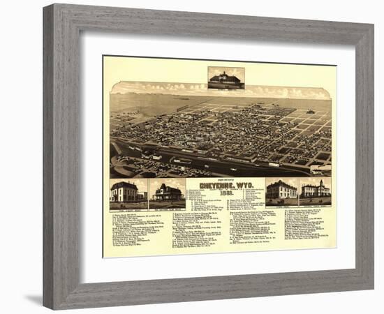 Cheyenne, Wyoming - Panoramic Map-Lantern Press-Framed Art Print