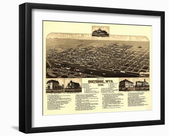 Cheyenne, Wyoming - Panoramic Map-Lantern Press-Framed Art Print