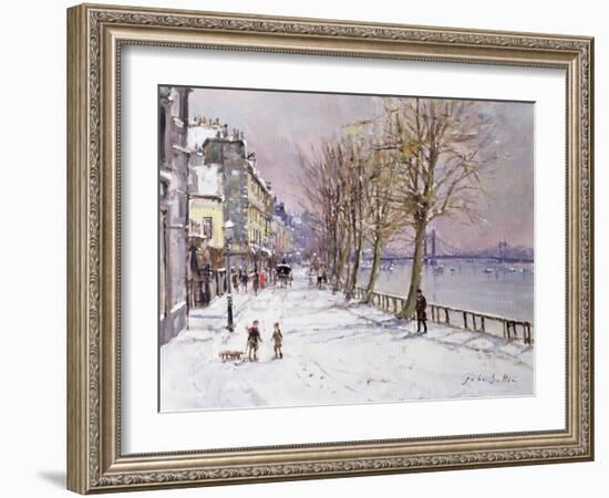 Cheyne Walk in Winter, London-John Sutton-Framed Giclee Print