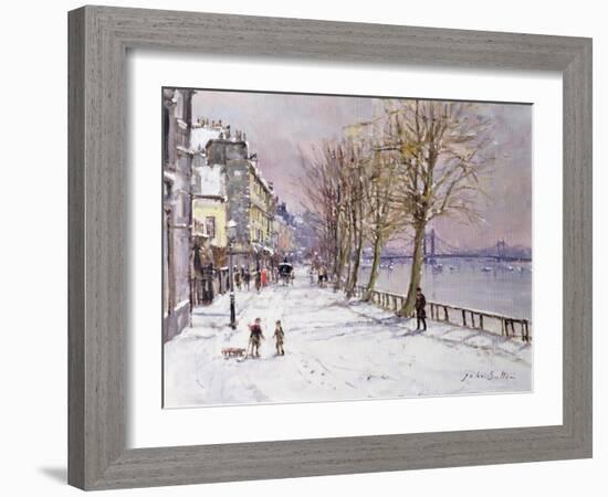 Cheyne Walk in Winter, London-John Sutton-Framed Giclee Print