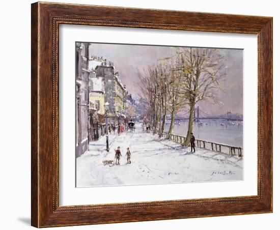 Cheyne Walk in Winter, London-John Sutton-Framed Giclee Print