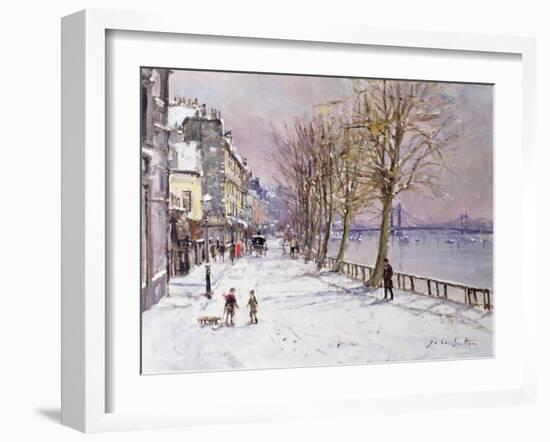 Cheyne Walk in Winter, London-John Sutton-Framed Giclee Print