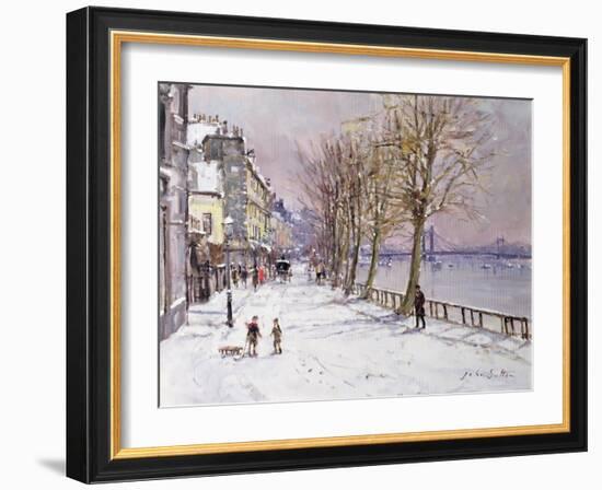 Cheyne Walk in Winter, London-John Sutton-Framed Giclee Print