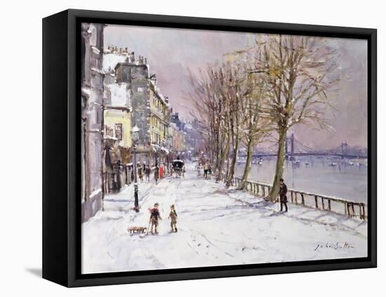 Cheyne Walk in Winter, London-John Sutton-Framed Premier Image Canvas