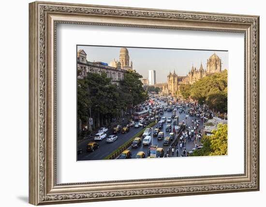 Chhatrapati Shivaji Terminus Train Station and Central Mumbai, India-Peter Adams-Framed Photographic Print