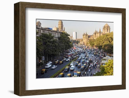 Chhatrapati Shivaji Terminus Train Station and Central Mumbai, India-Peter Adams-Framed Photographic Print