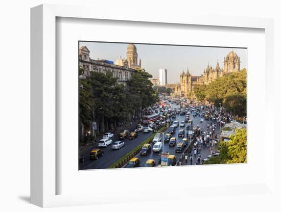 Chhatrapati Shivaji Terminus Train Station and Central Mumbai, India-Peter Adams-Framed Photographic Print