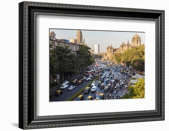 Chhatrapati Shivaji Terminus Train Station and Central Mumbai, India-Peter Adams-Framed Photographic Print