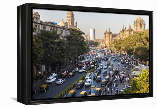 Chhatrapati Shivaji Terminus Train Station and Central Mumbai, India-Peter Adams-Framed Premier Image Canvas