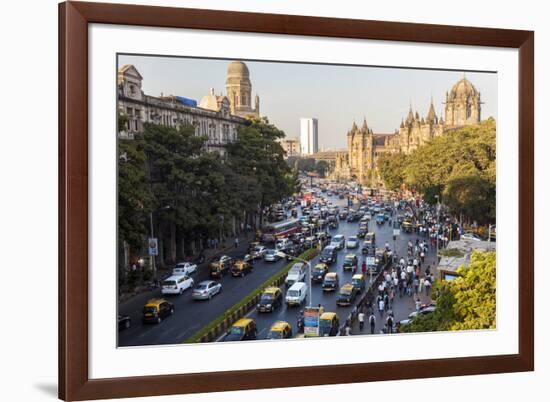 Chhatrapati Shivaji Terminus Train Station and Central Mumbai, India-Peter Adams-Framed Photographic Print