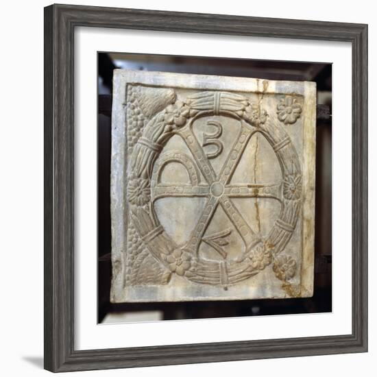 Chi-Ro symbol with Alpha and Omega, Early Christian Sarcophagus, Rome, 4th century-Unknown-Framed Giclee Print