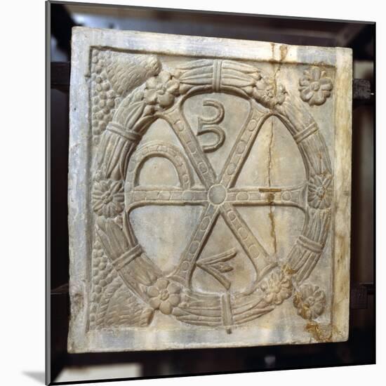 Chi-Ro symbol with Alpha and Omega, Early Christian Sarcophagus, Rome, 4th century-Unknown-Mounted Giclee Print