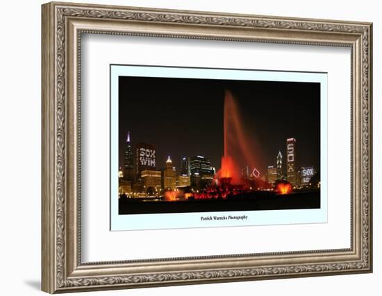 Chiago skyline Chicago White Sox  win-Patrick  J. Warneka-Framed Photographic Print