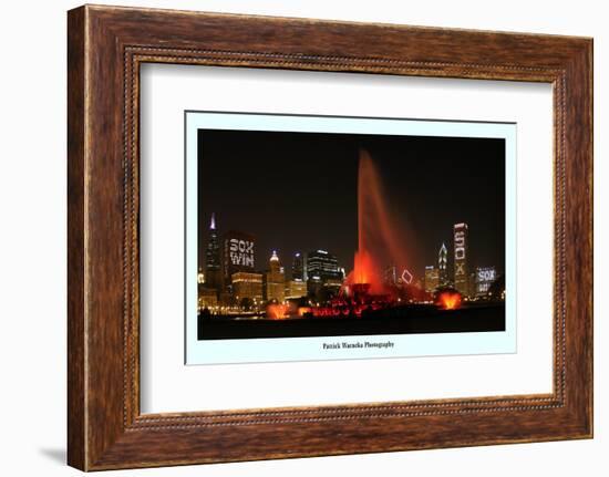 Chiago skyline Chicago White Sox  win-Patrick  J. Warneka-Framed Photographic Print