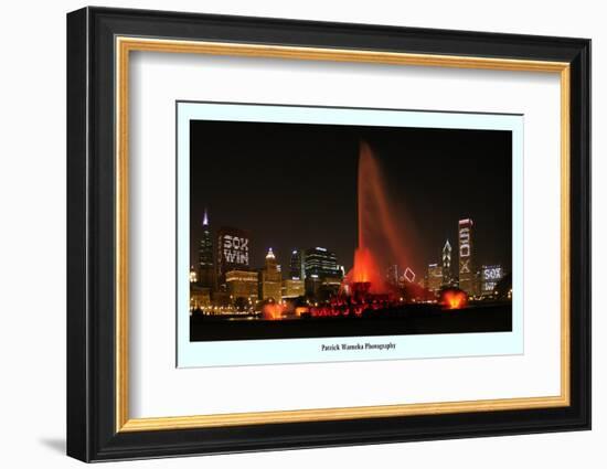 Chiago skyline Chicago White Sox  win-Patrick  J. Warneka-Framed Photographic Print