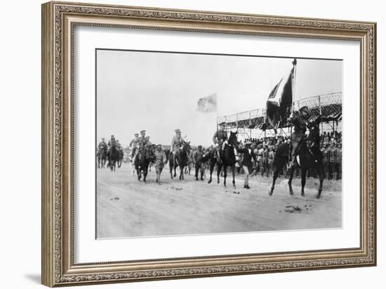 Chiang Kai-Shek of the Chinese Nationalists Following Flag Bearer in Military Procession, 1931-null-Framed Premium Photographic Print