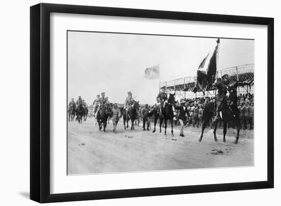 Chiang Kai-Shek of the Chinese Nationalists Following Flag Bearer in Military Procession, 1931-null-Framed Premium Photographic Print