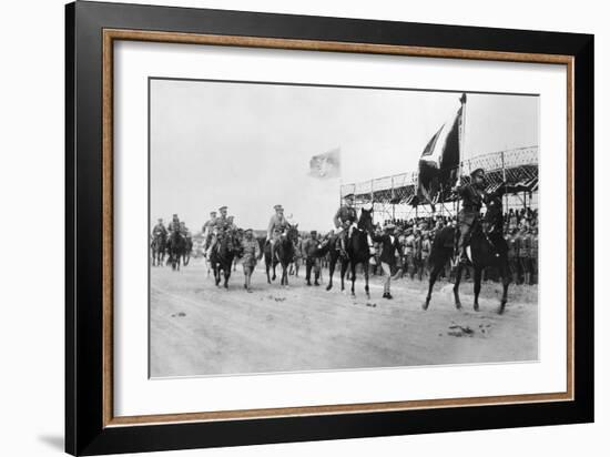 Chiang Kai-Shek of the Chinese Nationalists Following Flag Bearer in Military Procession, 1931-null-Framed Premium Photographic Print
