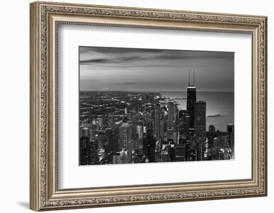 Chicago Aerial North View In BW-Steve Gadomski-Framed Photographic Print