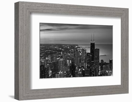 Chicago Aerial North View In BW-Steve Gadomski-Framed Photographic Print