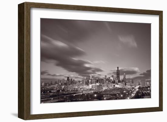 Chicago At Dusk BW-Steve Gadomski-Framed Photographic Print