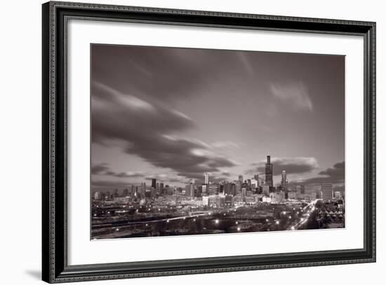 Chicago At Dusk BW-Steve Gadomski-Framed Photographic Print