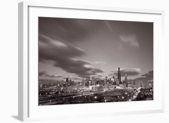 Chicago At Dusk BW-Steve Gadomski-Framed Photographic Print