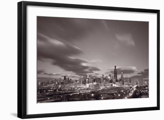 Chicago At Dusk BW-Steve Gadomski-Framed Photographic Print