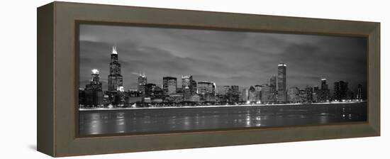 Chicago - B&W Reflection-Jerry Driendl-Framed Premier Image Canvas