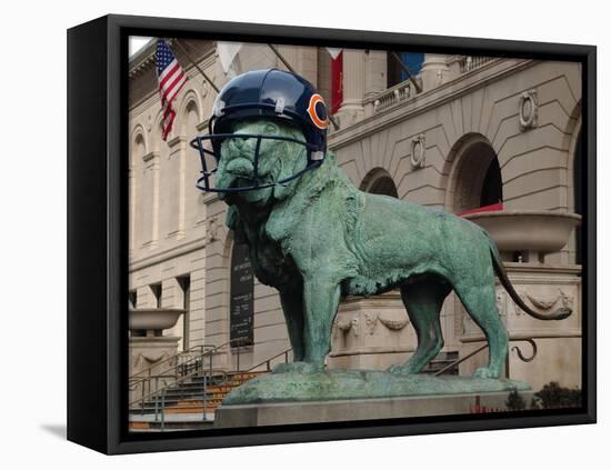 Chicago Bears Helmet On Lion-Patrick Warneka-Framed Premier Image Canvas