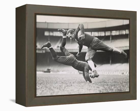 Chicago Bears Teammates Practicing as Joe Zeller Tries to Tackle Red Grange-null-Framed Stretched Canvas