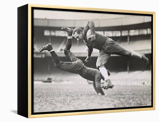 Chicago Bears Teammates Practicing as Joe Zeller Tries to Tackle Red Grange-null-Framed Stretched Canvas