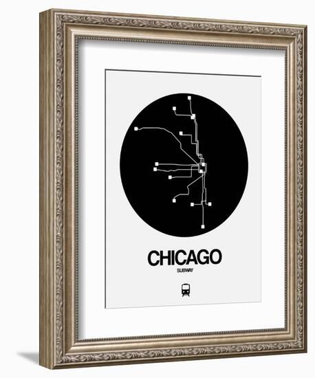 Chicago Black Subway Map-NaxArt-Framed Art Print