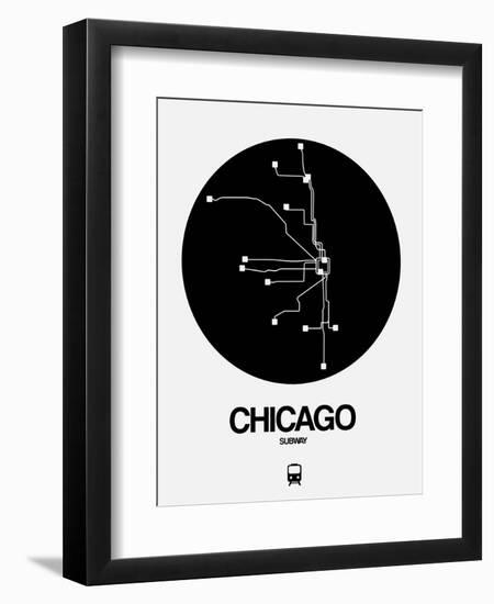 Chicago Black Subway Map-NaxArt-Framed Art Print