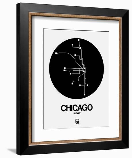 Chicago Black Subway Map-NaxArt-Framed Art Print