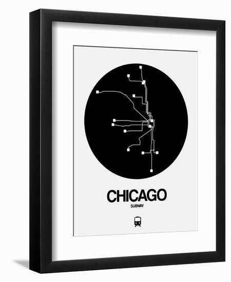 Chicago Black Subway Map-NaxArt-Framed Art Print