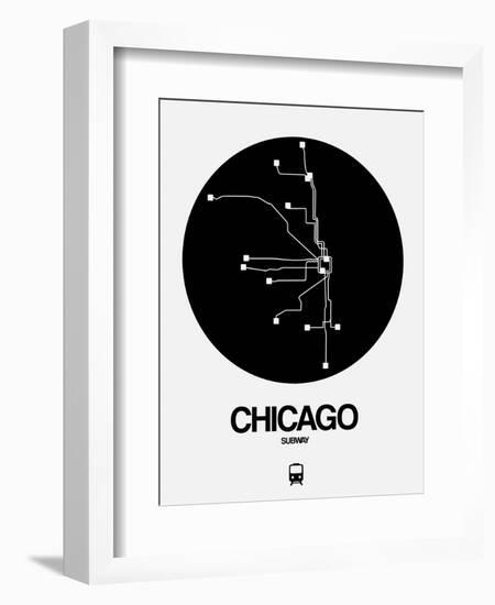 Chicago Black Subway Map-NaxArt-Framed Art Print