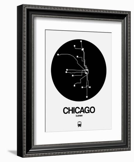 Chicago Black Subway Map-NaxArt-Framed Art Print