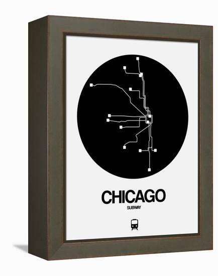Chicago Black Subway Map-NaxArt-Framed Stretched Canvas