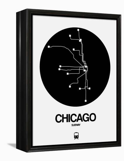 Chicago Black Subway Map-NaxArt-Framed Stretched Canvas