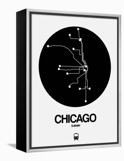 Chicago Black Subway Map-NaxArt-Framed Stretched Canvas