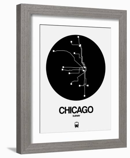 Chicago Black Subway Map-NaxArt-Framed Art Print