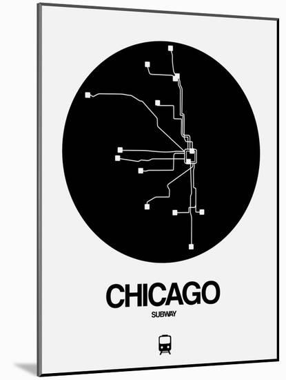 Chicago Black Subway Map-NaxArt-Mounted Art Print